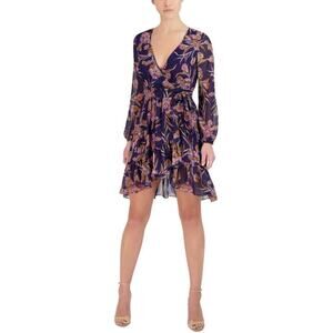 LAUNDRY BY SHELLI SEGAL
CHIFFON FLORAL PRINT WRAP DRESS size 8 (b15)
